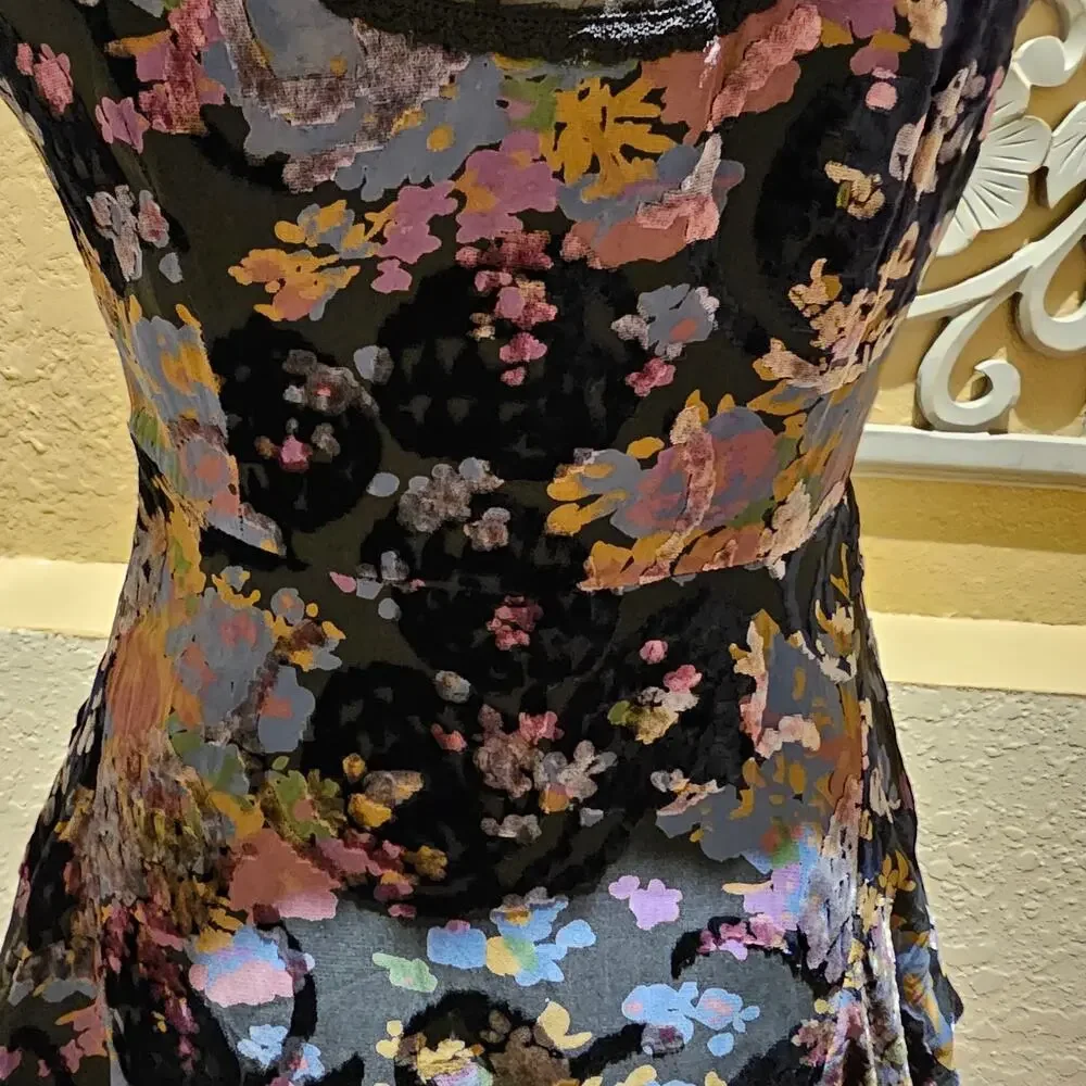 Free People M Crushed Velvet Dark Romantic Dress Witchy Goth Dark Academia - Picture 12 of 16